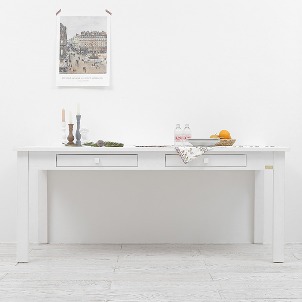 [주말특가][White]  6인용 1800 와이드 원목 식탁 테이블