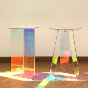 [미세스크래치]바네스데코 홀로그램 원형 사이드 테이블